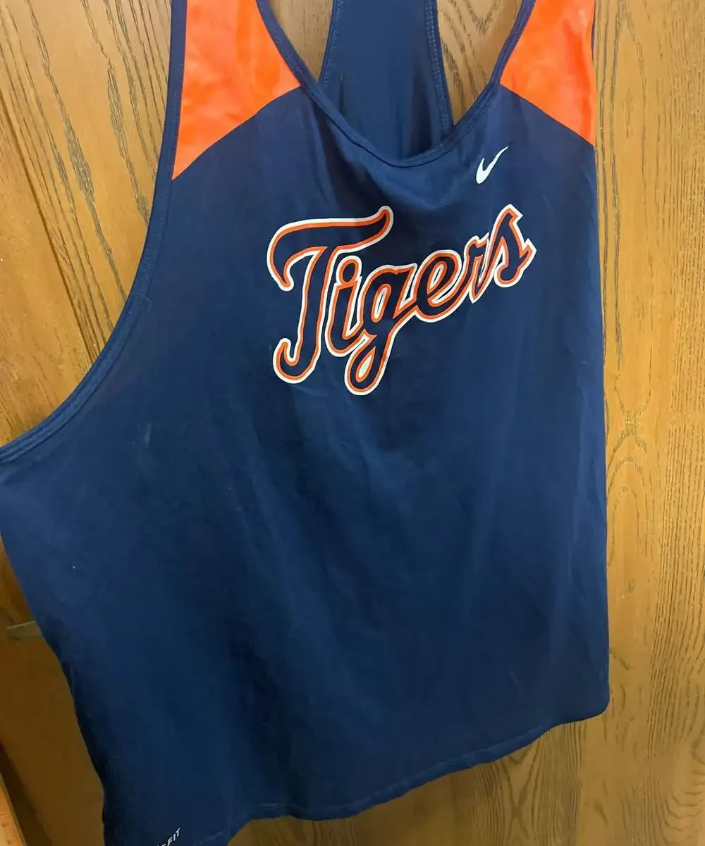 Nike Detroit Tigers Women's Dri-FIT Racerback Tank Top Navy Orange XXL